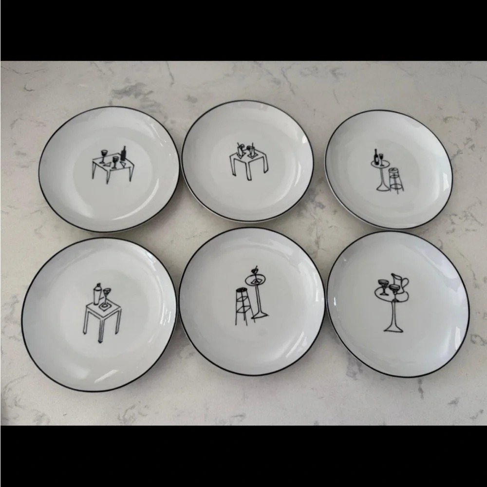 Crate & Barrel White Porcelain Party Plates Set of 6 | 6½